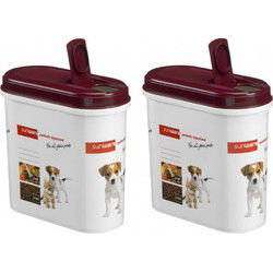 Kattenvoer/hondenvoer voercontainer - 2x - 2.2 liter - strooidoos - Voorraadblikken