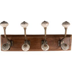 Clayre & Eef Wandkapstok 4 Haken Bruin Beige Hout