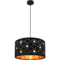 LED hanglamp met kristallen van acryl | Zwart / Goud | Woonkamer | Eetkamer