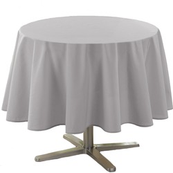 Eettafel tafelkleed rond - lichtgrijs - polyester - Dia 180 cm - Tafellakens