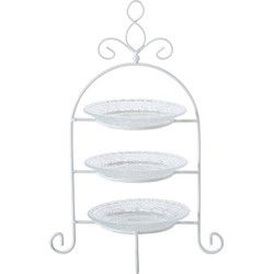Boltze Etagere - 3-laags - wit - metaal en glas - 30 x 23 cm - Etageres