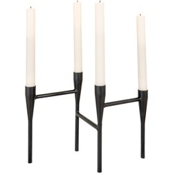 Metal candleholder - Metal candleholder, 4 candles, black 15x28x21 cm