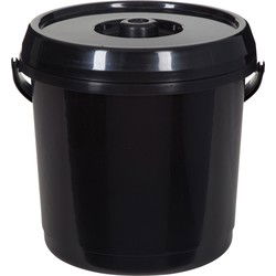 Emmer/luieremmer met deksel - 14 liter - Kunststof - Zwart - 30 x 30 x 30 cm - Emmers