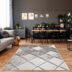 Rosalia Modern Grijs vloerkleed - Marmer Design - 160 X 160 CM Rond