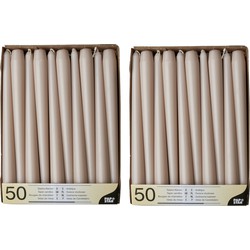 100x stuks dinerkaarsen taupe bruin 25 cm - Dinerkaarsen