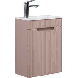 Badplaats Toiletmeubel Thermis 40 x 22 cm - Mat Roze - Fonteinmeubel met Witte Wastafel