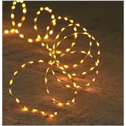 2x Koperen kerst verlichting met timer warm wit 5 meter - Lichtsnoeren