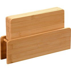 Kesper Broodplankjes met houder - set 5x stuks - bamboe - 24 x 15 cm - Snijplanken
