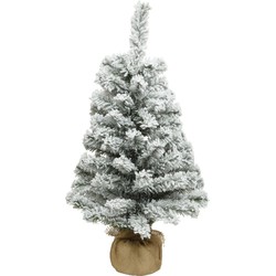 Everlands kunst kerstboom - H60 cm - met sneeuw - kunstboom - Kunstkerstboom