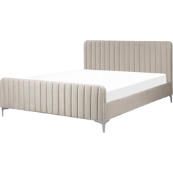 LUNAN - Tweepersoonsbed - Taupe - 160 x 200 cm - Fluweel