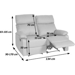 Cosmo Casa  2 bioscoopstoelen - Relaxfauteuil tv - fauteuil bank - Armleuning ligfunctie Nosag - Vering stof/textiel - Grijsbruin