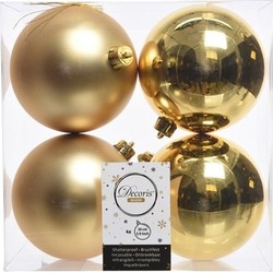 Decoris Kerstballen - 4x st - goud - D10 cm - kunststof - Kerstbal