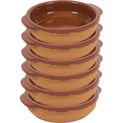 6x Terracotta tapas bakjes/schaaltjes 15 cm - Snack en tapasschalen