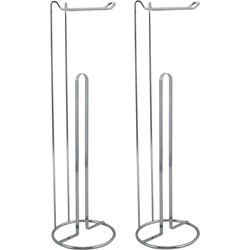 MSV Wc/toiletrolhouder reservoir - 2x - metaal - zilver - 54 cm - Voor 4/5 rollen - Toiletrolhouders