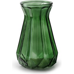 Bloemenvaas - groen/transparant glas - H18 x D11.5 cm - Vazen