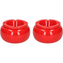 2x stuks ronde asbakken rood 11 cm - Asbakken