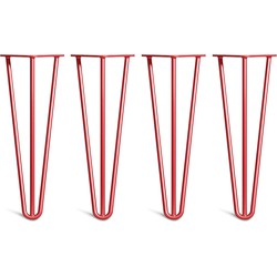 The Hairpin Leg Co. - Hairpin Legs - Salontafel - 35cm - 10mm - Salontafel Poten - 3 Staven - Rood