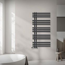 Badkamerradiator middenaansluiting 600x1200 mm antraciet met muuraansluitset LuxeBath