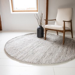 Vloerkleed Gerecycled Materiaal Rond Ciro Naturel gemeleerd (bruin/wit/antraciet) Grijs/Antraciet - <a href="https://vloerkledenloods.nl/vloerkleden/gerecycled vloerkleden">Gerecycled-materiaal</a> - Rond 180 Ø - (L)