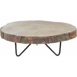 Mica Decorations Kaarsenplateau - hout - met metalen poten - H14 x D29 cm - Kaarsenplateaus