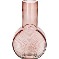 Bellatio Design Bloemenvaas - oud roze - transparant glas - D6 x H23 cm - Vazen