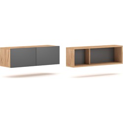 Set van 2 Wandplanken L80 cm Eiken en Grijs Decor - Barcelona