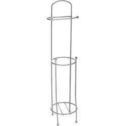 Staande wc/toiletrolhouder met reservoir grijs 66 cm van metaal - Toiletrolhouders