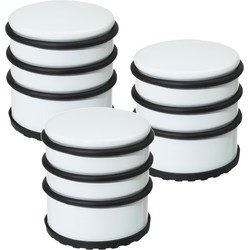 3x Stuks ronde deurstopper wit 7 x 7,5 cm van metaal - Deurstoppers