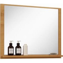 Badplaats Badkamerspiegel Oliver 60 x 12 x 50 cm - Eiken - Spiegel met Houten Frame en Planchet