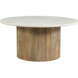 Brix - Salontafel Rond Nova - Mangohout Marmer - 70x70x36 - Wit