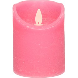 1x Fuchsia roze LED kaarsen / stompkaarsen met bewegende vlam 10 cm - LED kaarsen