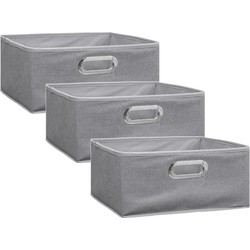 Set van 3x stuks opbergmand/kastmand 14 liter lichtgrijs linnen 31 x 31 x 15 cm - Opbergmanden