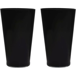 2x stuks luxe stijlvolle zwarte bloemenvaas 40 x 25 cm van glas - Vazen