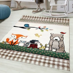 Kids Dieren Crème vloerkleed - - 80 X 150 CM