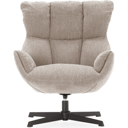 Fauteuil in gewatteerde stof met zwarte metalen poten H89 cm - ODETTE
