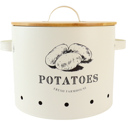 OTIX Aardappelbak - Beige - Aardappel - Bewaarpot - met Deksel - Vooraadpotten - Metaal - LIBRA