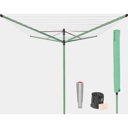 Droogmolen Lift-O-Matic, 50 meter met metalen grondanker, doorsnede 45 mm, beschermhoes, wasknijpertasje en wasknijpers - Leaf Green