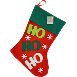 Kerstsok rood/groen Ho Ho Ho 45 cm cm - Kerstversiering/kerstdecoratie - Kerstsokken