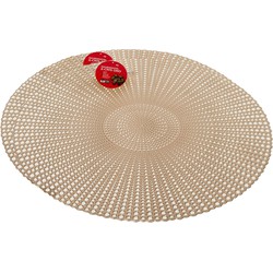 Set van 2x stuks ronde kunststof dinner placemats goud D40 cm - Placemats