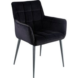 PTMD Flair velvet stoel met armleuning zwart