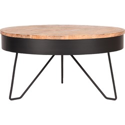 LABEL51 Salontafel Saran - Zwart - Mangohout - 80 cm - Rond