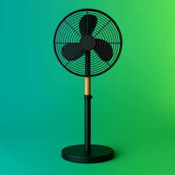 Stijlvolle staande ventilator Maddison Ø45cm – Mat Zwart met Houtaccent – Kantelbaar & In Hoogte Verstelbaar