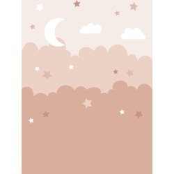 ESTAhome fotobehang wolken en sterren terracotta roze - 200 x 279 cm - 159249