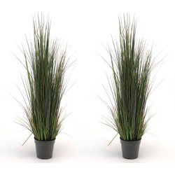 Set van 2x stuks kunstplanten groen gras sprieten 90 cm. - Kunstplanten