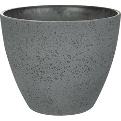 Ter Steege Bloempot/plantenpot - buiten - antraciet - D19/H15 cm - kunststof/steenmix - Plantenpotten