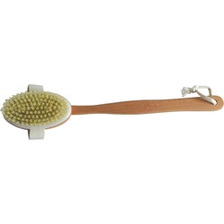 MSV Bad/douche scrub borstel - hout - 42 cm - ophanglus - afneembare borstel - Badkameraccessoireset