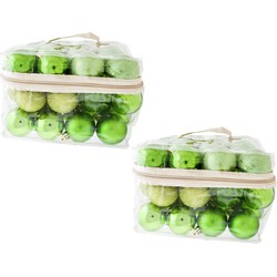 96x stuks kunststof kerstballen appel groen 6 cm in opbergtassen/opbergboxen - Kerstbal