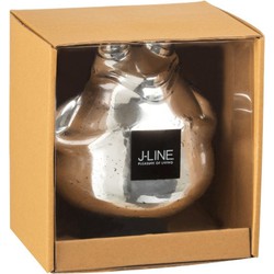  J-Line Decoratie Drijvende Kikkers Glas Zilver - Large