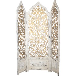 Clayre & Eef Kamerscherm  124x186 cm Wit Goudkleurig Hout Rechthoek Kamerverdeler