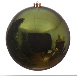 5x Grote raam/deur/kerstboom decoratie donkergroene kerstballen 14 cm glans - Kerstbal